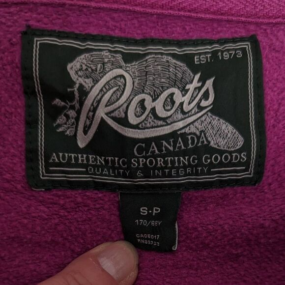 Roots Purple Sweatshirt Crew Neck Raw Hem Size Small - Picture 10 of 10